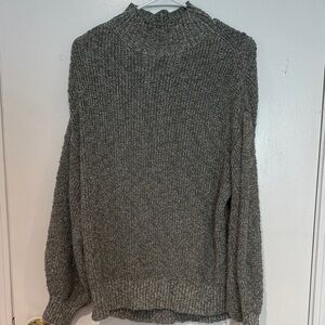 Aerie Textured Green Knit Turtleneck Sweater